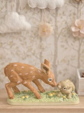 Vintage Woodland Decor Current Critters Fawn and Bunny Figurine Papél #3650 RARE
